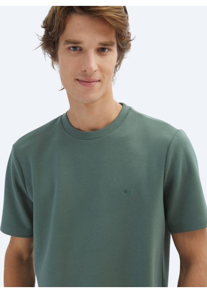 Açık Yeşil Düz Bisiklet Yaka T-Shirt