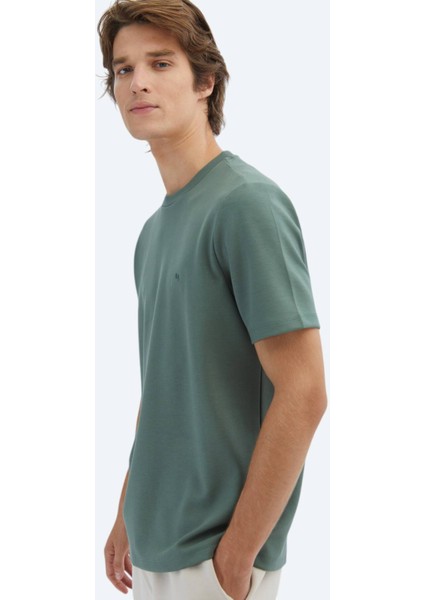 Açık Yeşil Düz Bisiklet Yaka T-Shirt