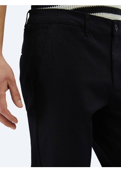 Siyah Düz Dokuma Regular Fit Casual Pamuk Karışımlı Pantolon modelleri