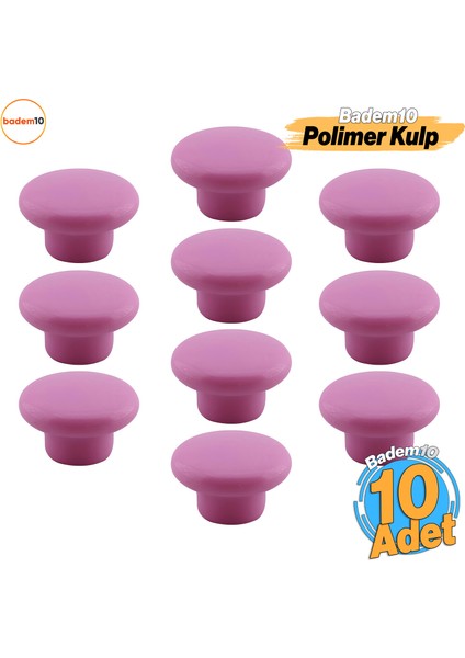 Bohem Pembe Mantar Kulp Düğme 10 Adet Çekmece Mutfak Mobilya Dolabı Dolap Kulpu Kulbu Plastik Kulp
