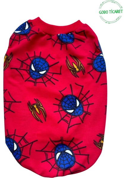 Kırmızı Örümcek Adam Spider Man Desenli Kedi Köpek Kıyafeti Elbisesi