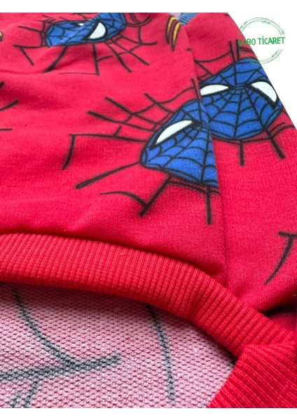 Kırmızı Örümcek Adam Spider Man Desenli Kedi Köpek Kıyafeti Elbisesi