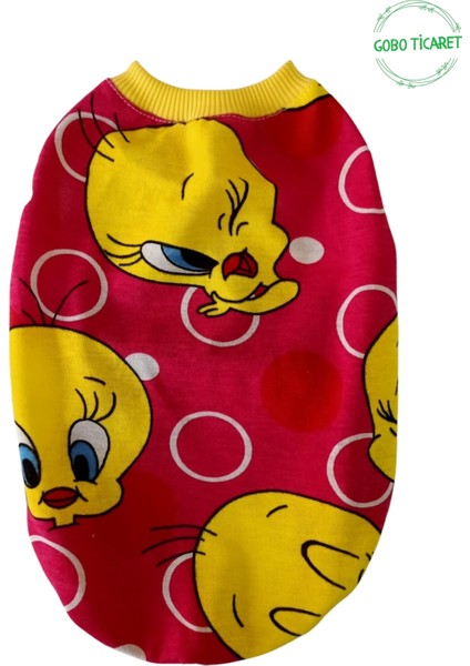 Tweety Desenli Kırmızı Kedi/köpek Tişörtü Kıyafeti fiyatları