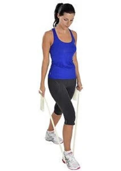 Bej Egzersiz Bandı Pilates Lastiği 5.5 Metre