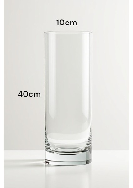 10 cm x 40 cm El Işçiliği Silindir Cam Vazo, Akvaryum , Dekor , Sürahi , Dekoratif, Saksı indirimleri