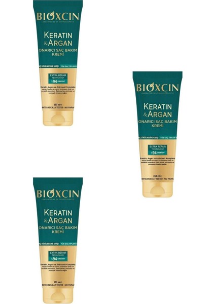 Keratin ve Argan Saç Bakım Kremi 250 ml x 3 Adet