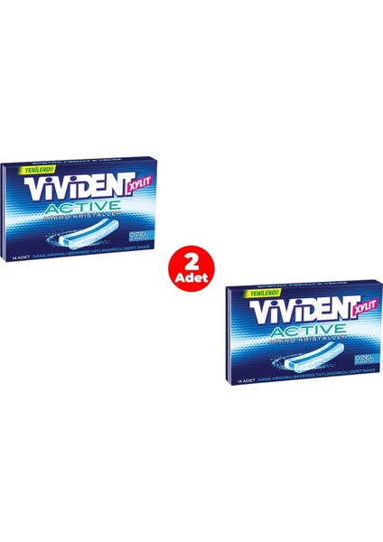Xylit Active Mikro Kristaller Nane Aromalı Şekersiz-Tatlandırıcılı Şerit Sakız 33G (2 Adet)
