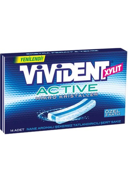 Xylit Active Mikro Kristaller Nane Aromalı Şekersiz-Tatlandırıcılı Şerit Sakız 33G (2 Adet)