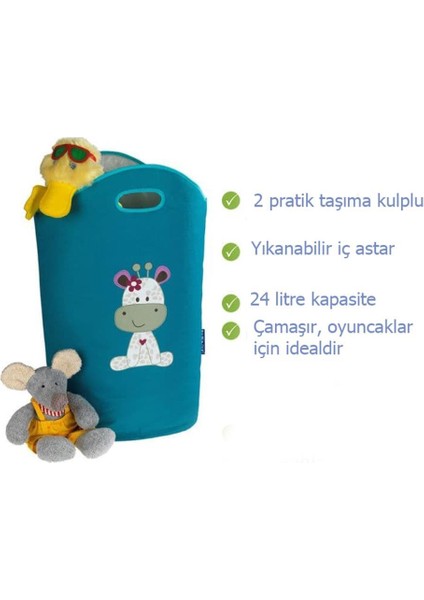 Çocuk Odası Hayvan Figürlü Çamaşır, Oyuncak Toplama Sepeti Mavi indirimleri