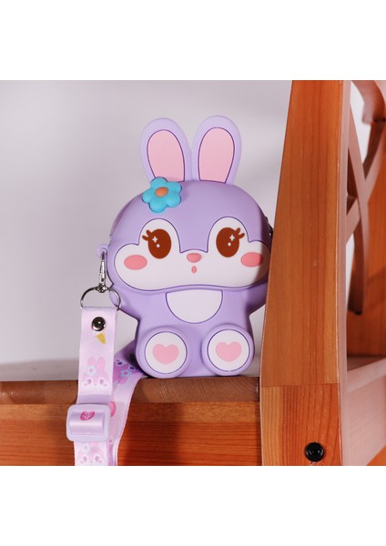 Mor Tavşan Omuz Çantası 1 Adet Lila 14x4x11 cm Kız Çocuklar için Eğlenceli Tasarım