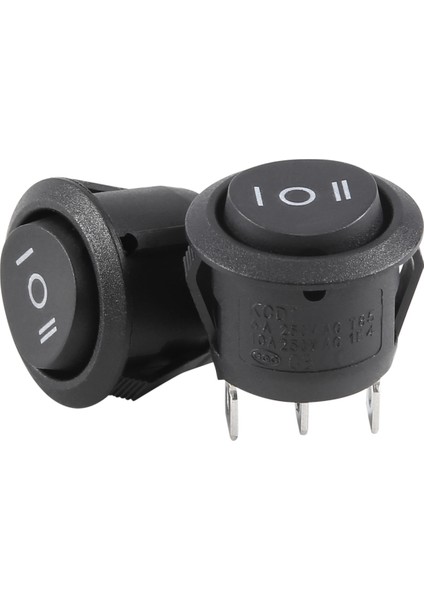 2 x Ac 6A/250V 10A/125V 3 Pin Spdt On/off/on Pozisyon Yuvarlak Tekne Salıncak Anahtarı (Yurt Dışından)