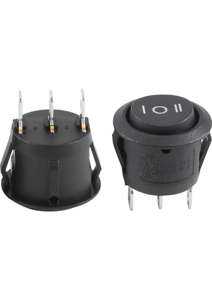 2 x Ac 6A/250V 10A/125V 3 Pin Spdt On/off/on Pozisyon Yuvarlak Tekne Salıncak Anahtarı (Yurt Dışından)