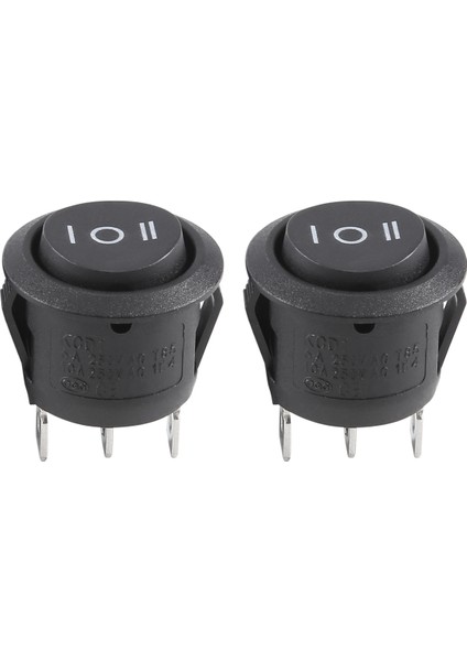 2 x Ac 6A/250V 10A/125V 3 Pin Spdt On/off/on Pozisyon Yuvarlak Tekne Salıncak Anahtarı (Yurt Dışından)