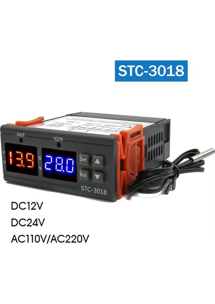 STC-3018 Çift Dijital Sıcaklık Kontrol Cihazı Iki Röle Çıkışlı Termoregülatör Termostat Isıtıcı Soğutucu 12V (Yurt Dışından)