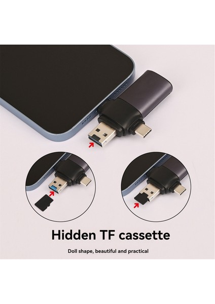 Usb-C+Usb3.0+Port Sd Kart Okuyucu Otg Adaptörü Bellek Android Pc Sdxc,sdhc,sd Için (Yurt Dışından)