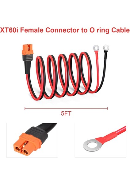 12AWG XT60I Dişi - O-Ring Konnektörü Kalaylı Tel Ile, Rc Pil Güneş Taşınabilir Güç Istasyonu ve Panel Için (Yurt Dışından)