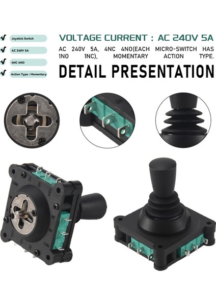 Joystick Anahtarı Ac 240V 5A 4no 4nc Anlık 2,5mm Sabitleme Dişi (Yurt Dışından)