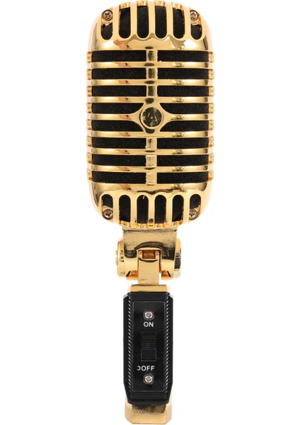 Profesyonel Kablolu Vintage Klasik Mikrofon Dinamik Vokal Mikrofonu Canlı Performans Karaoke Için (Altın) (Yurt Dışından)