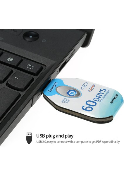 USB Sıcaklık Veri Kaydedici 60 Gün Su Geçirmez Pdf Tek Kullanımlık Soğuk Zincir Kaydedici 10000 Nokta (Yurt Dışından)