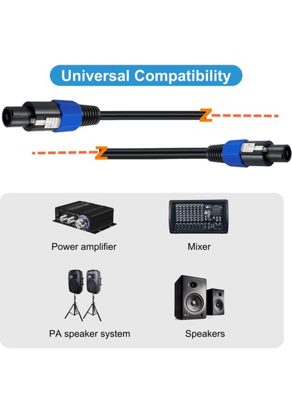 Speakon Kablo 6ft Profesyonel 18GAGE Erkek - Ses Kablosu, Dj Hoparlör ve Amplifikatör Için Büküm Kilidi ile (Yurt Dışından) modelleri