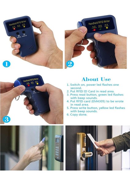 Elde Taşınabilir 125KHZ Rfıd Okuyucu Yazıcı Kopyalayıcı Fotokopi Makinesi, Yükseltme Kimlik Kartı Klonlayıcı Programlayıcı, 10 Adet Yeniden Yazılabilir Kartla (Yurt Dışından) fırsatları