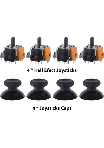 Joystick Yedekleri, 4 Paket Hall Etkisi 3D Analog Sensör Modülü Kontrol Cihazı (Yurt Dışından)