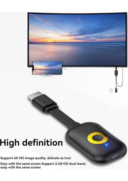 4K Kablosuz Ekran Projektör Video Alıcısı Yansıtma 2.4g/5g 1080P Wifi Ekran Adaptörü (Yurt Dışından)
