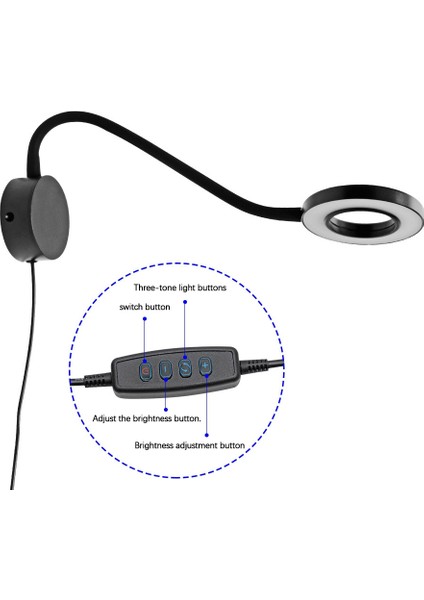 LED Masa Lambası 5W Tri-Dimming USB Anahtar Kablo Masa Klipsli Işık Okuma Duvar Beyaz (Yurt Dışından) fırsatları