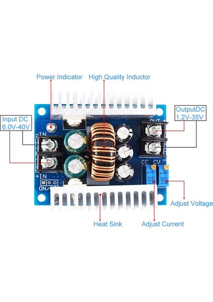 300W 20A Modül Buck Dönüştürücü cc Cv Dc Güç Kaynağı 6V-40V Ila 1.2V-35V Voltaj Regülatörü Redüktör 4V 5V (Yurt Dışından)