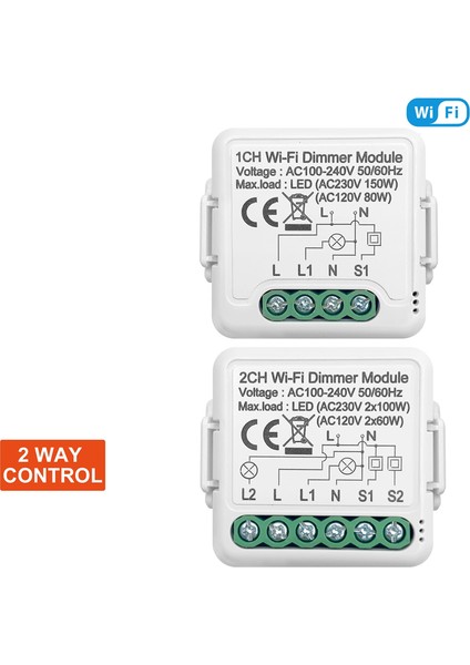 Tuya Wifi Akıllı Dimmer Anahtar Modülü 10A 2 Yönlü Kontrol Desteği 1 Çete Ev Alexa Life Uygulaması ile Uyumlu (Yurt Dışından)