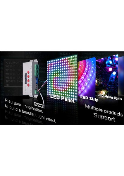 K1000C Sd Kart Kontrolcüsü Rgb WS2801 WS2811 WS2812B LPD6803 LED 2048 Piksel Program DC5-24V (Yurt Dışından)
