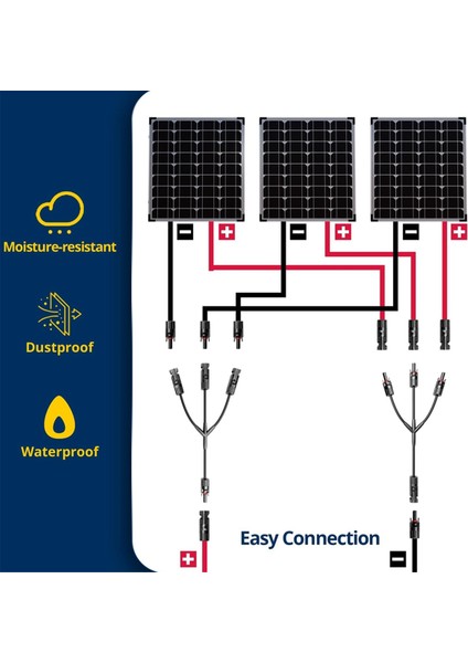 2 Çift Y-Tarzı Güneş Konnektörü Dc 1000V Fmmm+Mfff Paneller Arası Paralel Bağlantı Için Kablo Kavşağı (Yurt Dışından)