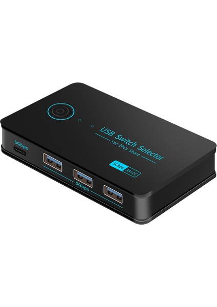 Typec Dönüştürücülü 2 Girişli 4 Çıkışlı Usb3.0 Kvm Anahtarı Hub Hub Denetleyici Adaptörü 5 Gbps Paylaşımlı Klavye Yazdırma (Yurt Dışından)