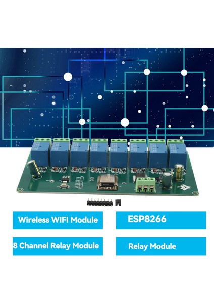 ESP8266 Wıfı 8 Kanal Röle Modülü ESP-12F Geliştirme Kartı Güç Kaynağı 5V/7-28V Kablosuz (Yurt Dışından)