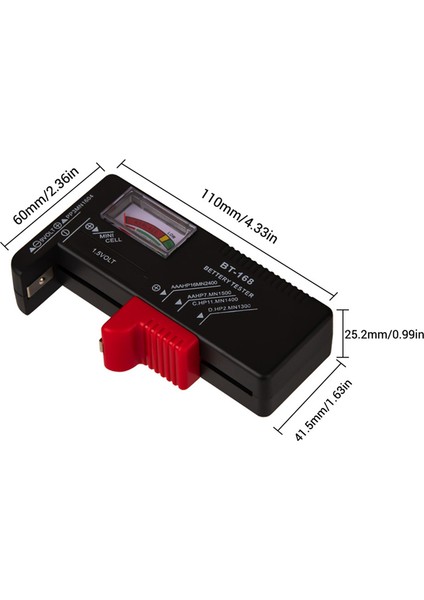 BT-168 AA/AAA/C/D/9V/1.5V Piller Evrensel Düğme Hücre Pil Renk Kodlu Metre Volt Test Cihazı Kontrol Cihazı BT168 (Yurt Dışından) indirimleri