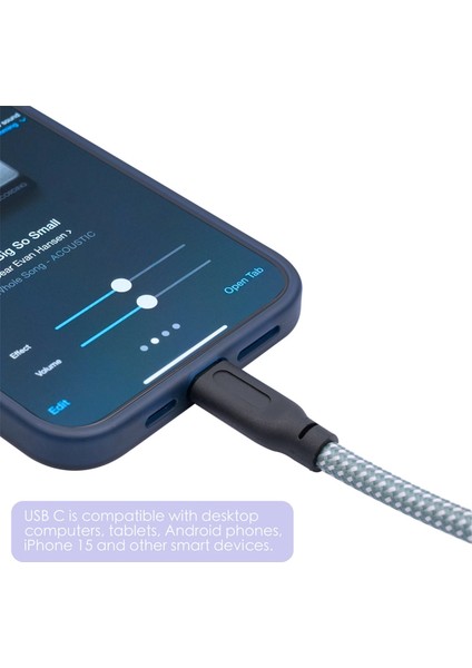 6.35MM Erkek - USB Type-C Gitar Ses Kablosu 1/4 Inç Usb-C Kayıt Kablosu C Kayıt 2 Metre (Yurt Dışından)