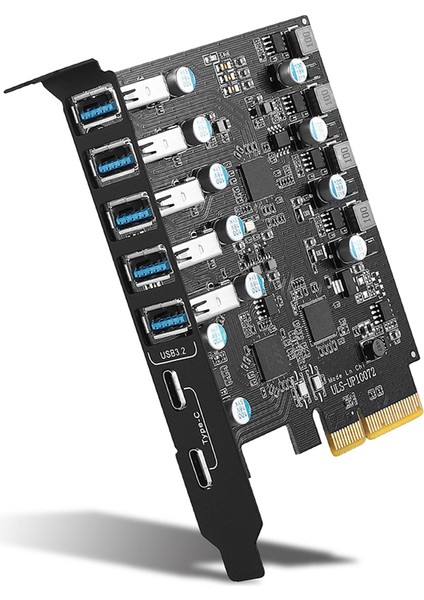 Pcı-E - USB 3.2 Tipi Kart Gen 2 Adaptörü 20 Gbps Bant Genişliği 7 Portlu (5xusb-A+2xtype-C) Genişleme Desteği 10G (Yurt Dışından)