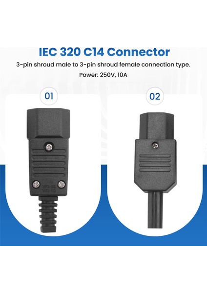 250V 10A Güç Konnektörü Iec 320 C14 Fişi C13 Soketine (Yurt Dışından) indirimleri