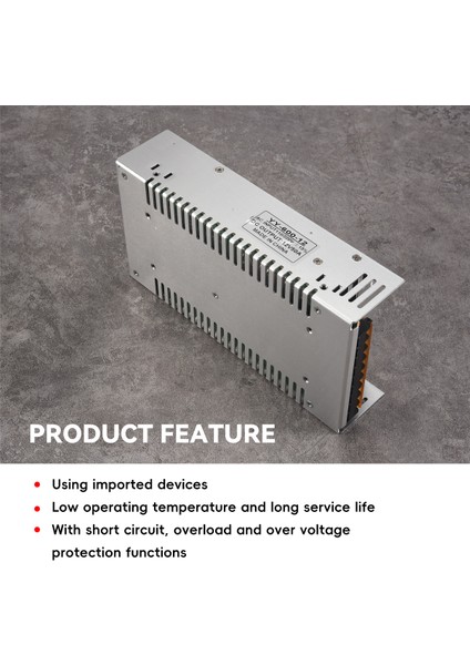 Otomasyon, Lambalar, Enstrümanlar, Elektrik Enerjisi, Petrol ve Petrokimya Vb. Için 12V 50A 600W Anahtar Güç Kaynağı (Yurt Dışından)