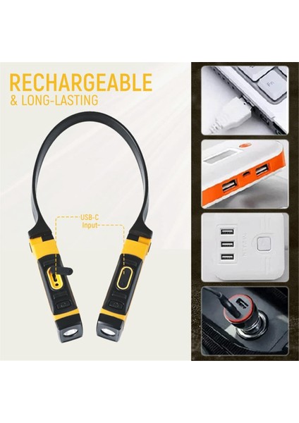 Şarj Edilebilir USB Okuma Lambası Boyun Kitap Işığı, 2 Parlaklık Seviyesi, Okuma, Kamp, Onarım Için Bükülebilir Kollar (Yurt Dışından)