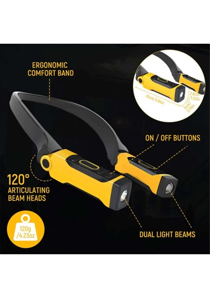 Şarj Edilebilir USB Okuma Lambası Boyun Kitap Işığı, 2 Parlaklık Seviyesi, Okuma, Kamp, Onarım Için Bükülebilir Kollar (Yurt Dışından)