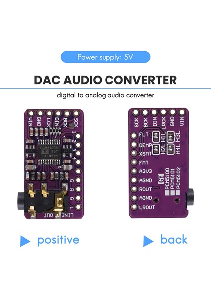PCM5102 I2S Iıs Dijital Ses Kod Çözücü Modülü Stereo Dijital-Analog Dönüştürücü Ses Için (Yurt Dışından)