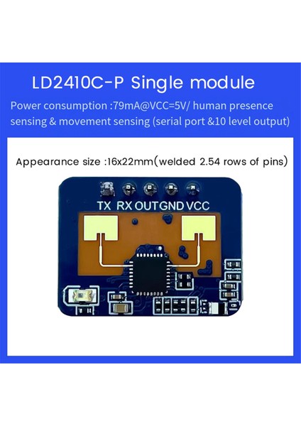 LD2410C 24G Radar Insan Varlığı Sensörü Fmcw Milimetre Dalga Hareket Algılama Modülü DC5V (Yurt Dışından)