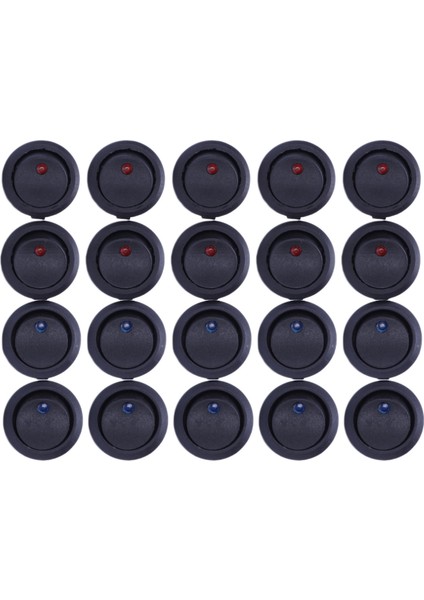 20 Adet 12V 20A Amper Açık/kapalı/3 Pozisyon Terminal Yuvarlak Salıncaklı LED Geçiş Anahtarı Mavi ve Kırmızı (Yurt Dışından)