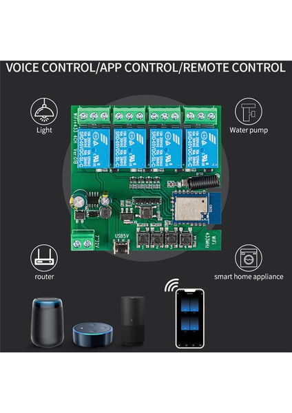 4ch Tuya Wifi Akıllı Anahtar Dıy 7-32V USB 5V 2.4g Ev Otomasyon Modülü Iftt Alexa Için (Yurt Dışından)