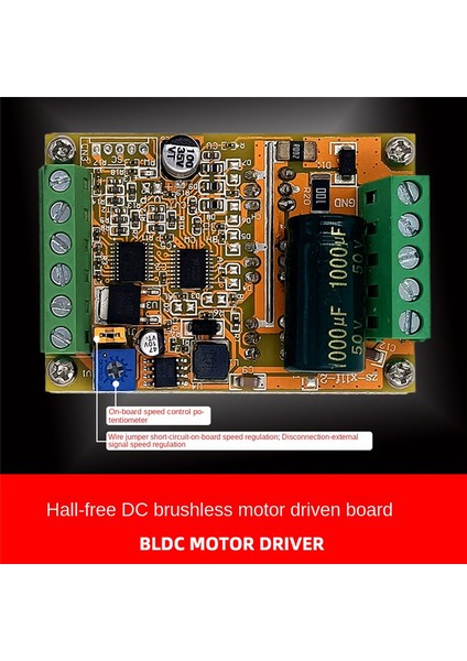 6-60V Bldc Üç Fazlı Dc Fırçasız Motor Kontrol Cihazı 400W Pwm Hall Kontrol Sürücü Kartı (Hall Olmadan) (Yurt Dışından)