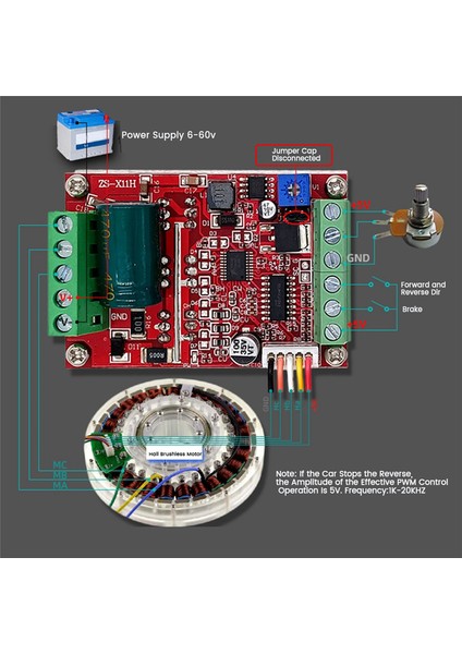 6-60V Bldc Üç Fazlı Dc Fırçasız Motor Kontrol Cihazı 400W Pwm Hall Kontrol Sürücü Kartı (Hall Olmadan) (Yurt Dışından)
