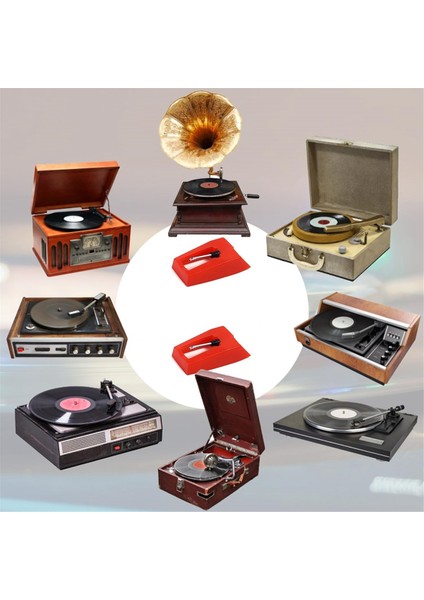 Plak Çalar Iğne Seti, 4 Adet Pikap Iğnesi ve 1 Adet Iğne Temizleme Fırçası, Lp Vinil Fonograf Için Yedek (Yurt Dışından)
