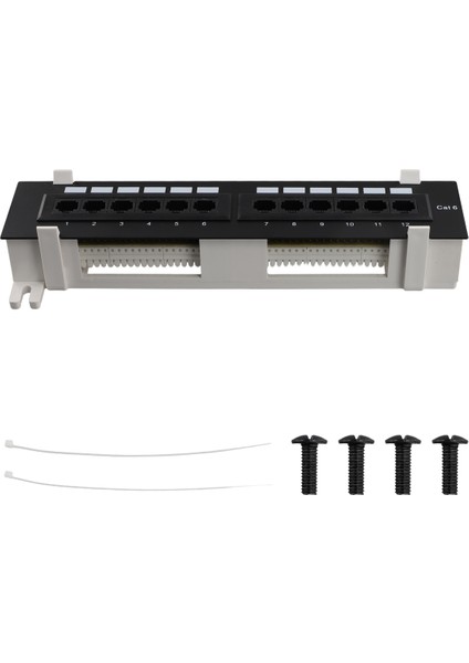 Ağ Araç Takımı 12 Port Cat6 Patch Panel RJ45 Ağ Duvar Montaj Rafı Braketli (Yurt Dışından)