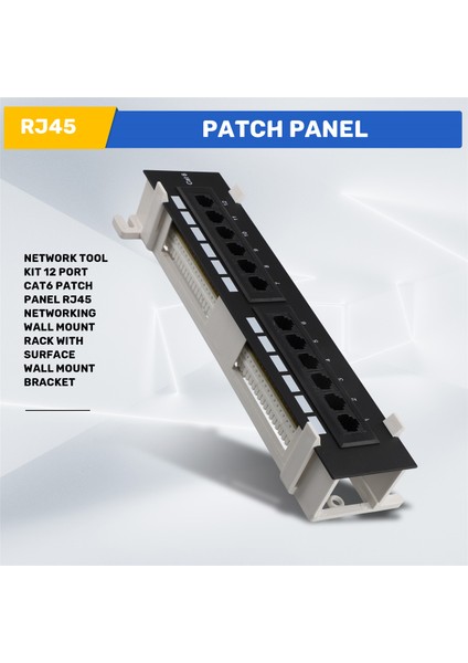 Ağ Araç Takımı 12 Port Cat6 Patch Panel RJ45 Ağ Duvar Montaj Rafı Braketli (Yurt Dışından)